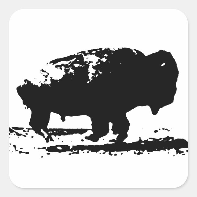 Sticker Carré Courir Buffalo Bison Pop Art (Devant)