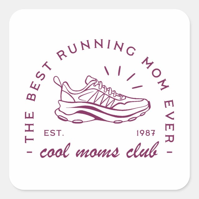 Sticker Carré Courir maman club de course le meilleur coureur vi (Devant)