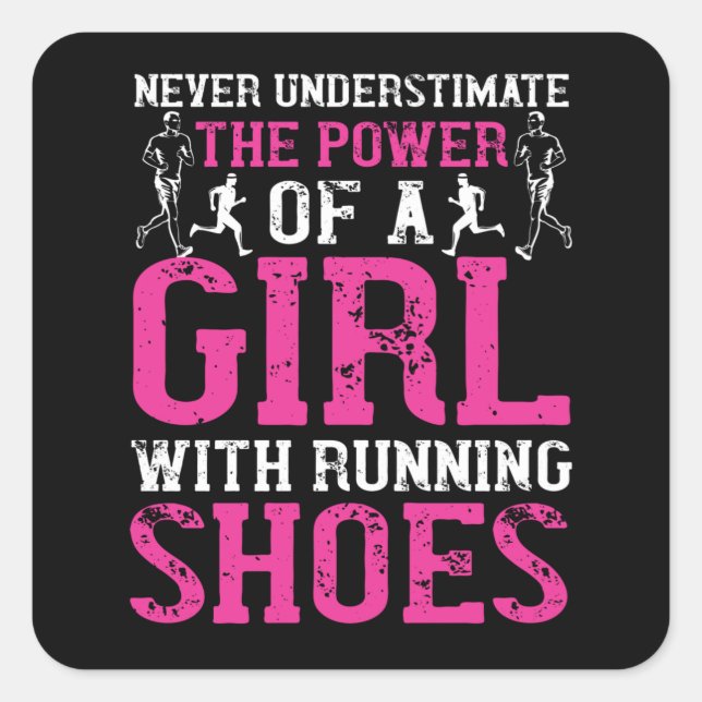 Sticker Carré Courir - Ne jamais sous-estimer le champion (Devant)