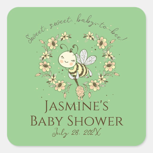 Sticker Carré Couronne de bébé fantaisiste pour Baby Shower  (Devant)