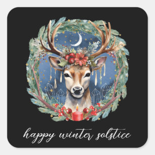 Sticker Carré Couronne de cerf pour les fêtes du solstice d'hive