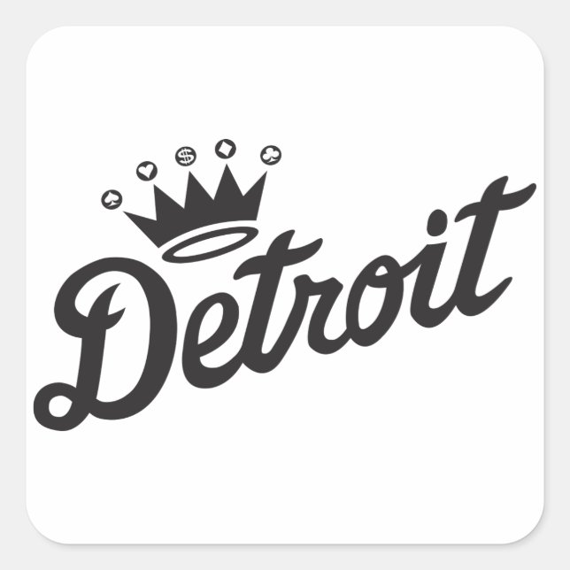 Sticker Carré Couronne de Detroit (Devant)