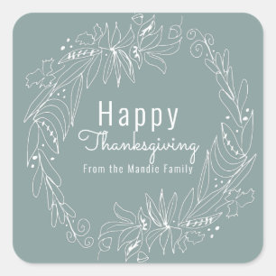 Sticker Carré Couronne de glands de Thanksgiving Illustration de