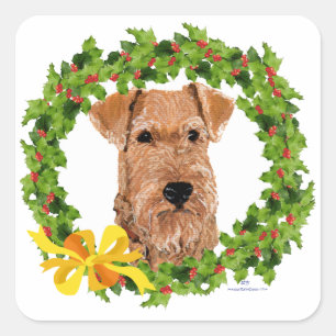 Sticker Carré Couronne de houx Terrier Irlandais