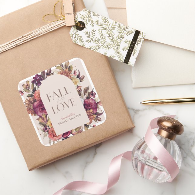 Sticker Carré Couronne de mariage automnal rose pour une fête pr (Cadeaux)