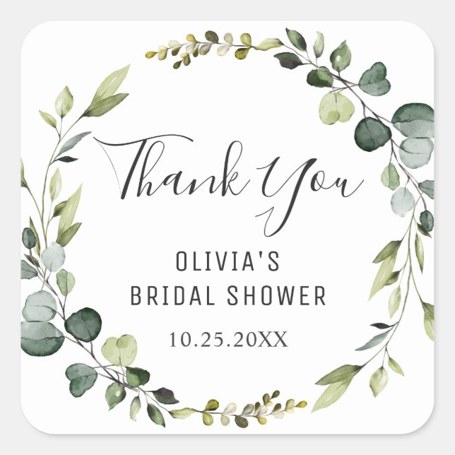 Sticker Carré Couronne de mariage bohème eucalyptus moderne (Devant)