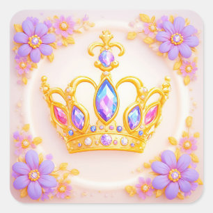 Sticker Carré Couronne de mariage royale encadrée ornée de diama
