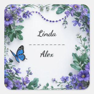 Sticker Carré Couronne florale de mariage