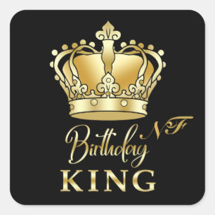 Sticker Carré Couronne Royale Monogramme Luxe Roi de l'Anniversa