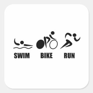 Sticker Carré Course cycliste Triathlon Swim