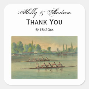 Sticker Carré Course de bateau de course de l'équipage vintage R