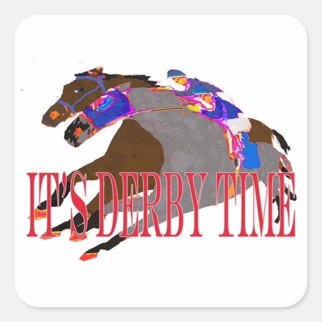 Sticker Carré course de chevaux 2016 de temps de Derby (Devant)