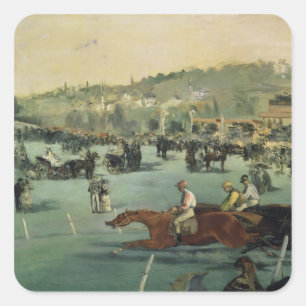 Sticker Carré Course de chevaux de Manet  , 1872