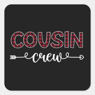 Sticker Carré Cousin Crew Buffalo Plaid Famille Motif Noël