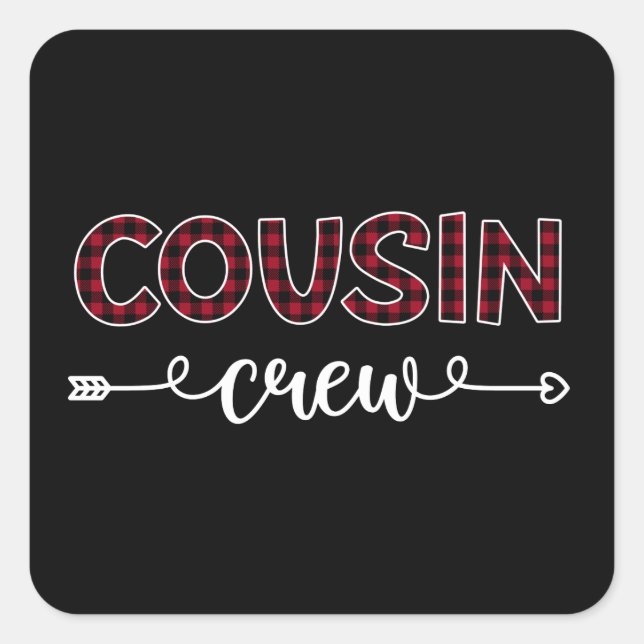 Sticker Carré Cousin Crew Buffalo Plaid Famille Motif Noël (Devant)