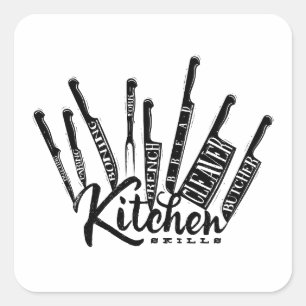 Sticker Carré Couteaux de cuisine