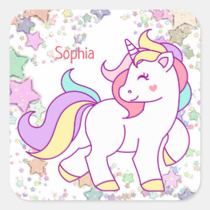 Sticker Carré Coutume de licorne