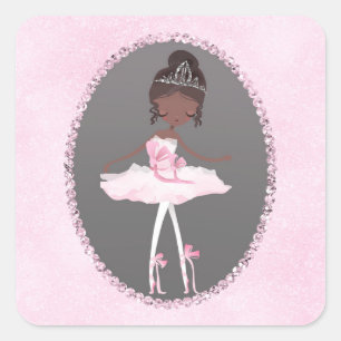 Sticker Carré Couture rose gris ethnique Ballerina fête d'annive