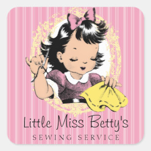 Sticker Carré couturière couleur personnalisée couture fillette