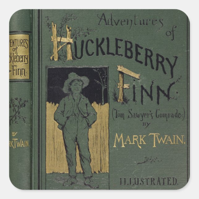 Sticker Carré Couverture de 'Adventures of Huckleberry Finn' par (Devant)