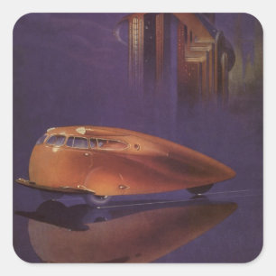 Sticker Carré Couverture de magazine automobile vintage, voiture