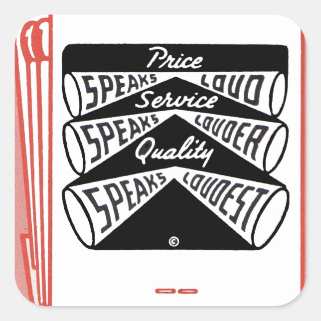 Sticker Carré couverture de vieux matchbook Prix Speds Loud (Devant)