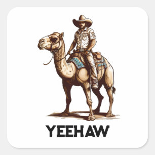Sticker Carré Cowboy à dos de chameau