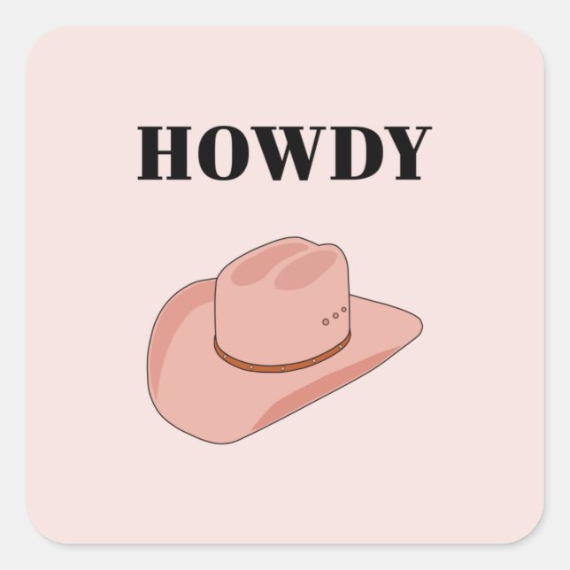 Sticker Carré Cowboy Casquette Howdy Peach Boho (Devant)