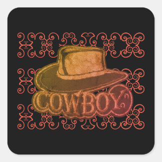 Sticker Carré Cowboy Casquette multicolore