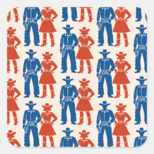 Sticker Carré Cowboy & Cowgirl Americana