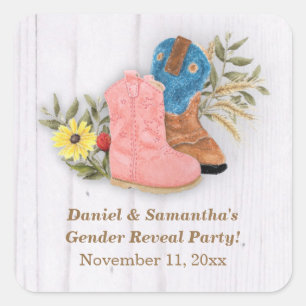 Sticker Carré Cowboy/Cowgirl Bootie White Wood Genre Révélation