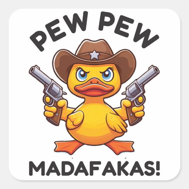 Sticker Carré Cowboy Duck Sheriff (Devant)