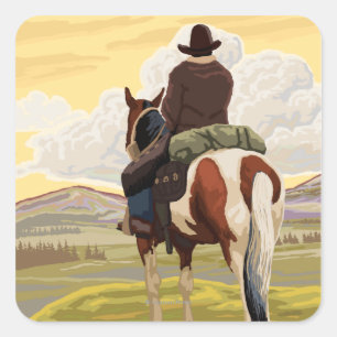 Sticker Carré Cowboy (Vue du dos)Arizona