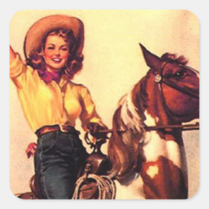 Sticker Carré Cowgirl