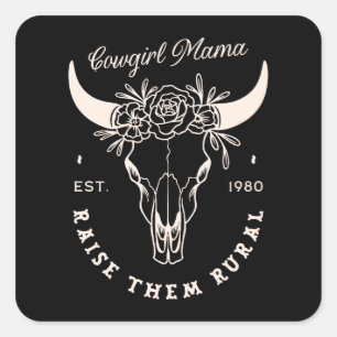 Sticker Carré Cowgirl country maman western esthétique citations