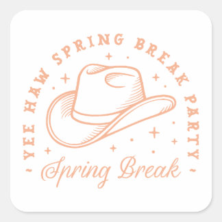 Sticker Carré Cowgirl de la fête de printemps thème de la preppy