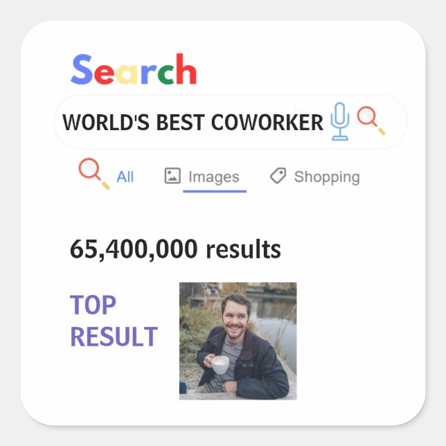 Sticker Carré Coworker PHOTO Cadeaux Boss Infirmière Enseignant  (Devant)