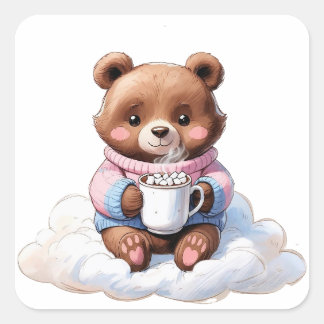 Sticker Carré Cozy Cloud Bear