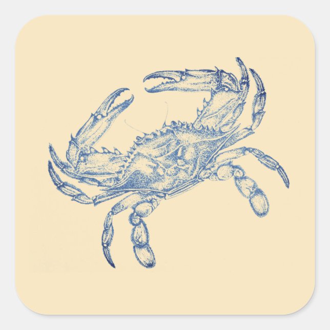 Sticker Carré crabe bleu vintage no2 (Devant)