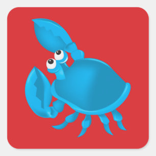 Sticker Carré Crabe caricaturale