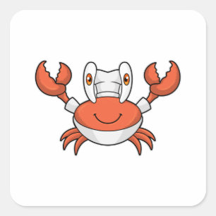 Sticker Carré Crabe comme cuire avec casquette de Cuisine