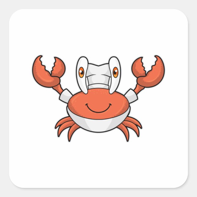 Sticker Carré Crabe comme cuire avec casquette de Cuisine (Devant)