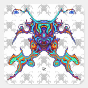 Sticker Carré Crabe guerrier masqué alien insectoid v2