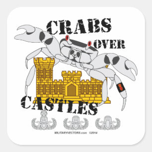 Sticker Carré Crabes au-dessus des châteaux
