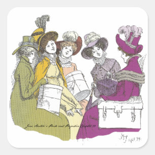 Sticker Carré Crammed In, Jane Austen, Fierté et Préjugés