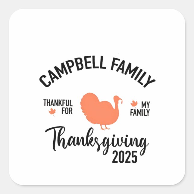 Sticker Carré Crampbell Family 2025 Thanksgiving diner Turquie (Devant)