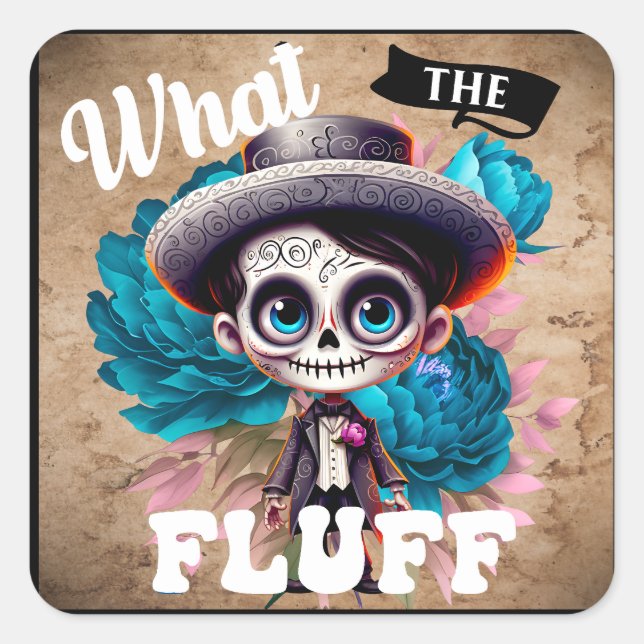 Sticker Carré Crâne à sucre mou (Devant)