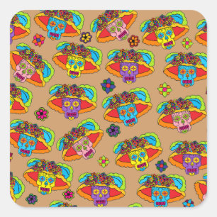 Sticker Carré Crâne de sucre Catrina