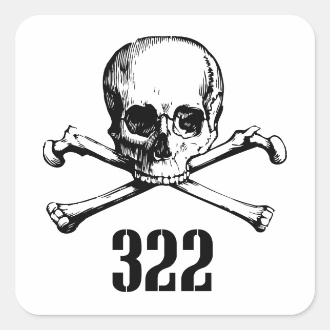 Sticker Carré Crâne et os 322 (Devant)