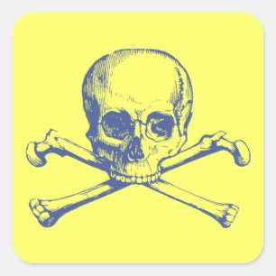 Sticker Carré Crâne et os croisés Vintages personnalisables